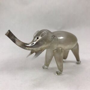 Antique Hand Blown Mercury Glass Elephant Figure Art Trunk Up Germany